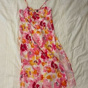 SHEIN Pink and Yellow Floral Dress